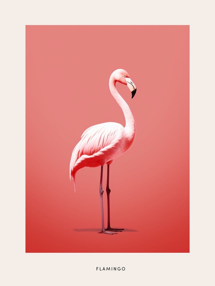 Minimalist Flamingo 1 Bird Poster