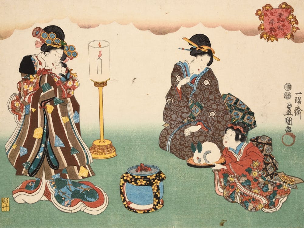 Evening Snow (Bo Setsu), From The Series, Eight Figural Views (Sugata Hakkei) By Utagawa Kunisada