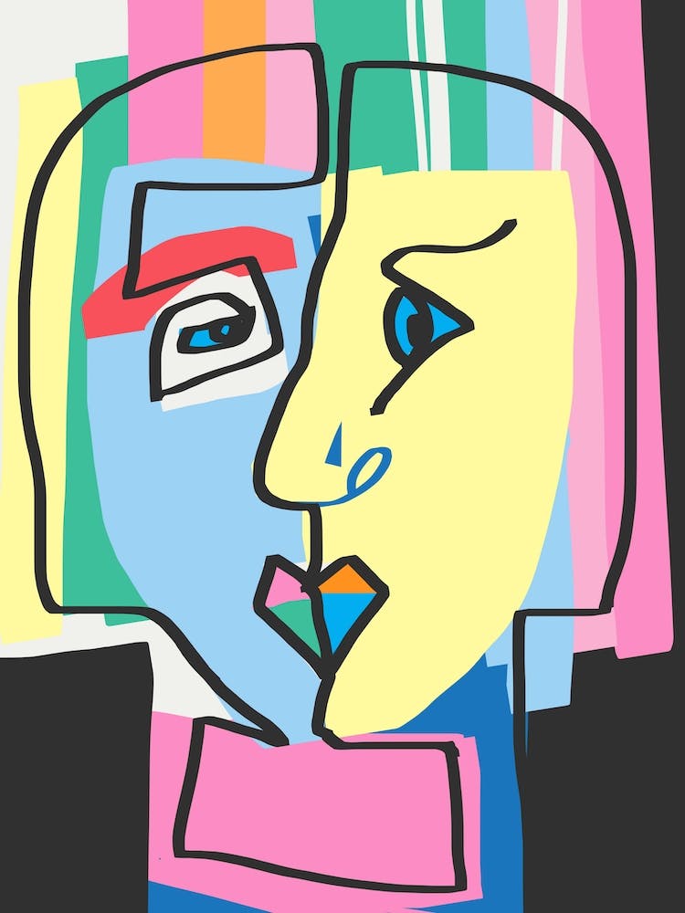 Abstract Colorful Cubism Portrait