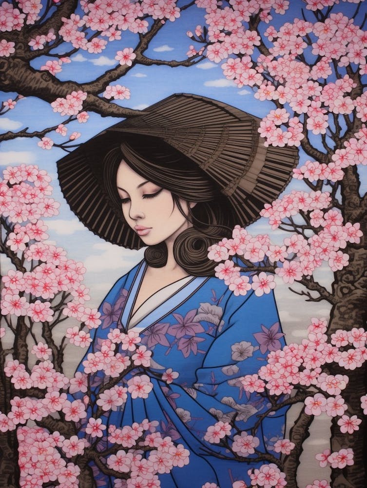 Cherry Blossoms Japanese Style Illustration 7