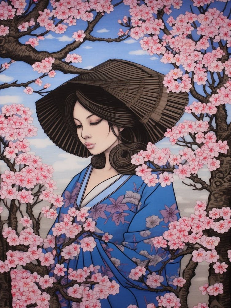 Cherry Blossoms Japanese Style Illustration 7