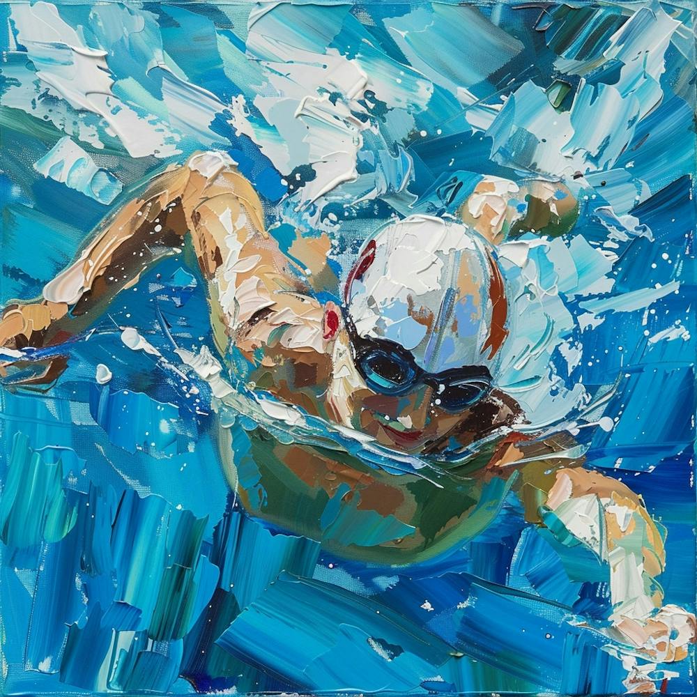 A Swimmer In A Pool Oil Painting Illustration 1718672375 1