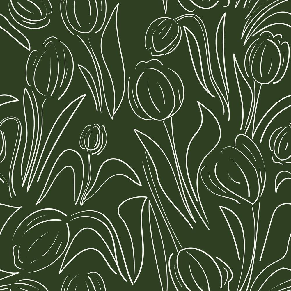 Tulips trace green background
