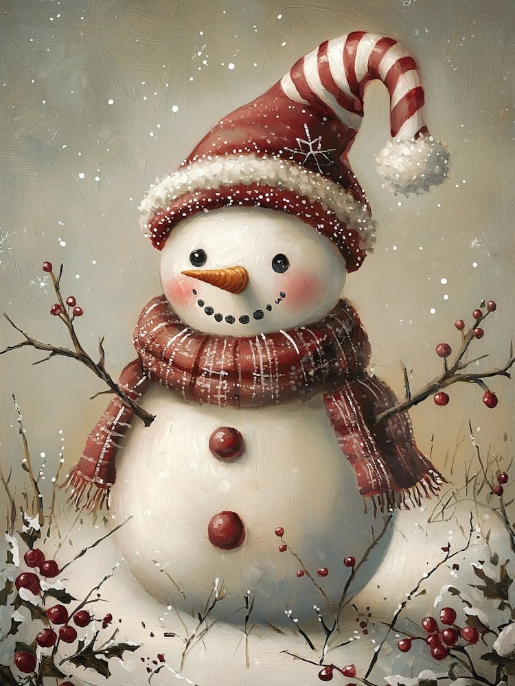 Winter Snowman Nursery Painting