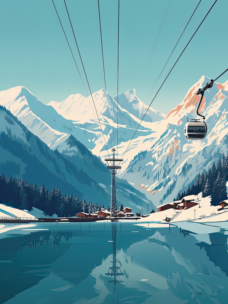 Zell Am See   Kaprun   Austria, Ski Resort Illustration 0 Simple Style