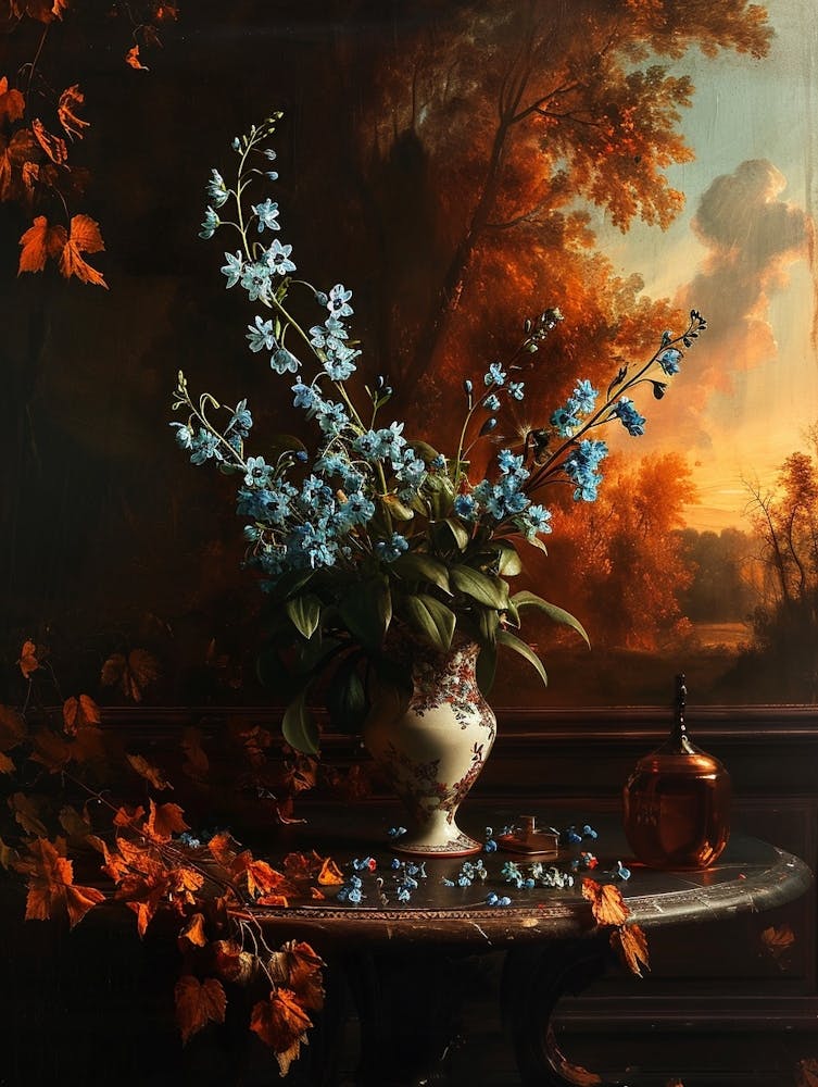 Baroque Floral Still Life Forget Me Nots 2