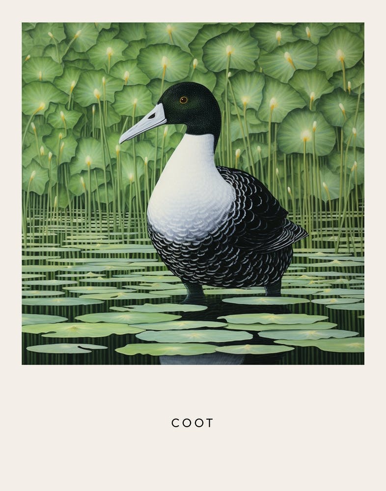 Ohara Koson Inspired Bird Painting Coot 4 Poster