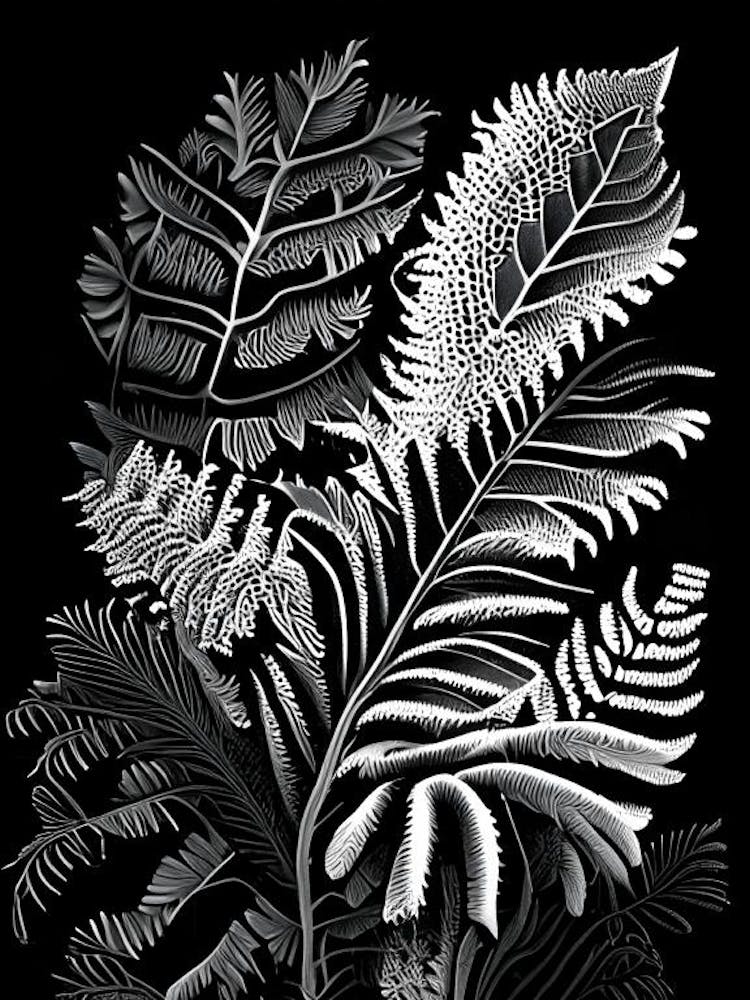 Shield Fern Wildflower Linocut 1