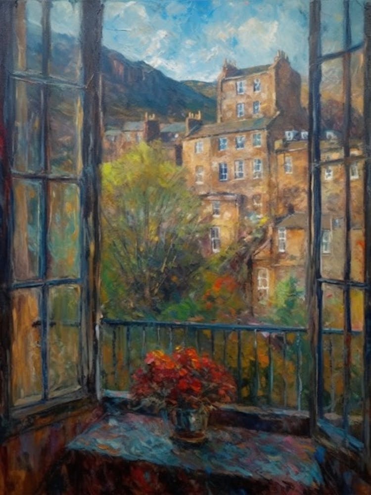Window View Of Edinburgh Scotland Impressionism Style 4