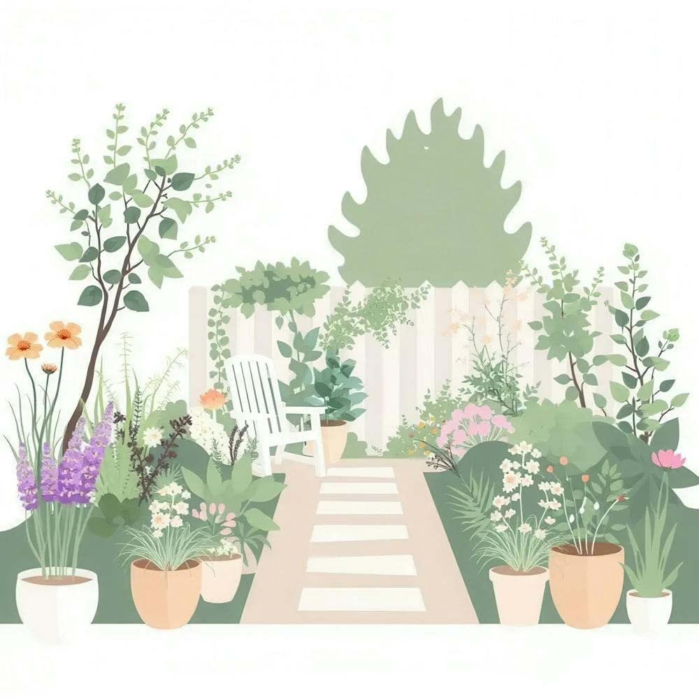 Garden With Potted Plants
