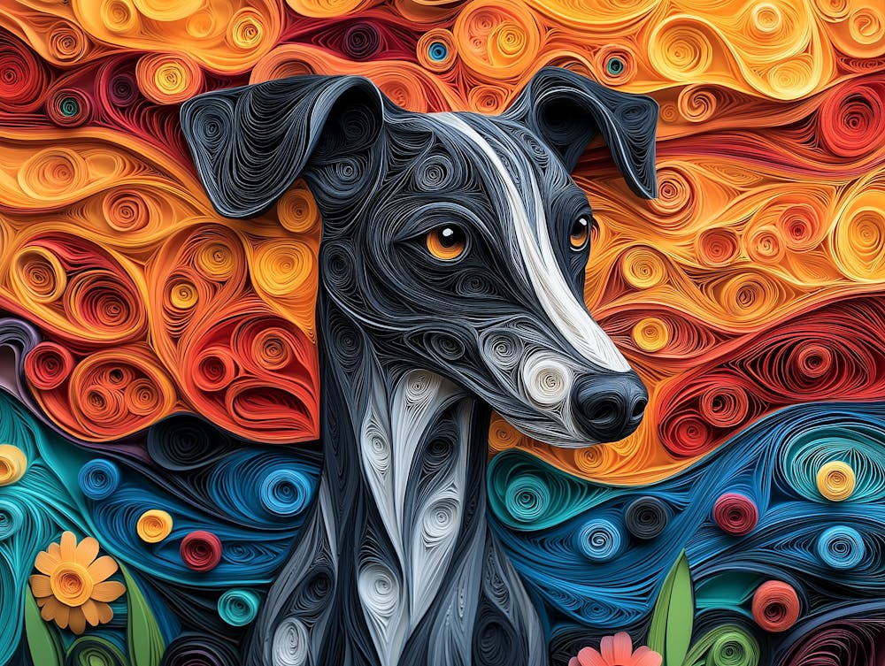 Greyhoun Paper Quilling Dog Portrait
