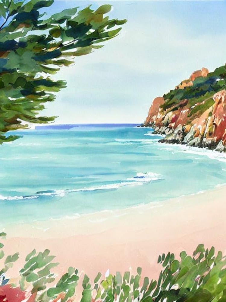Cala Goloritzé, Sardinia, Italy Contemporary Illustration 1 