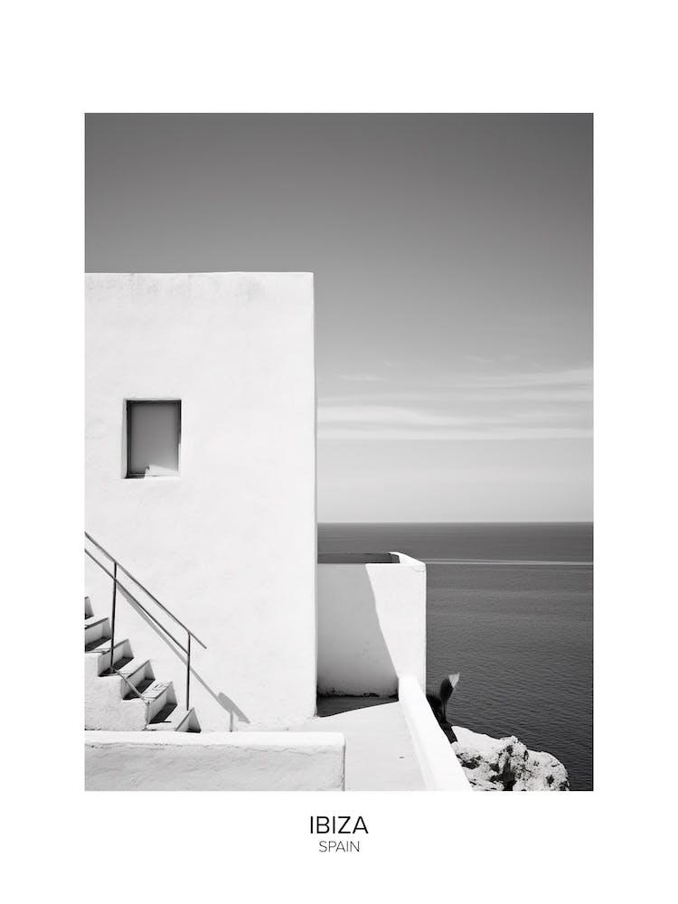 Poster Of Ibiza, Spain, Black And White Analogue Photography 4