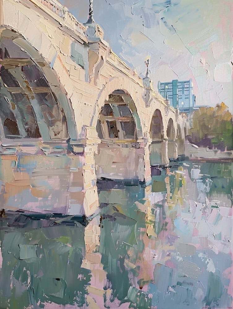 Congress Avenue Bridge Austin Texas Ölgemälde 3