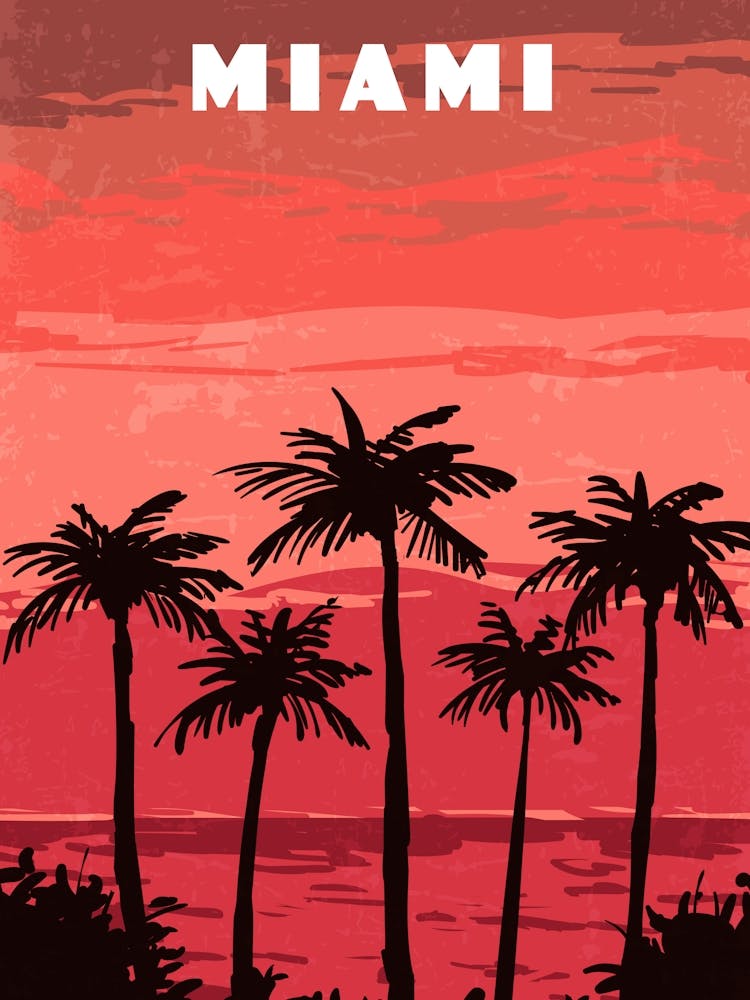 Miami, USA — Retro travel minimalist poster