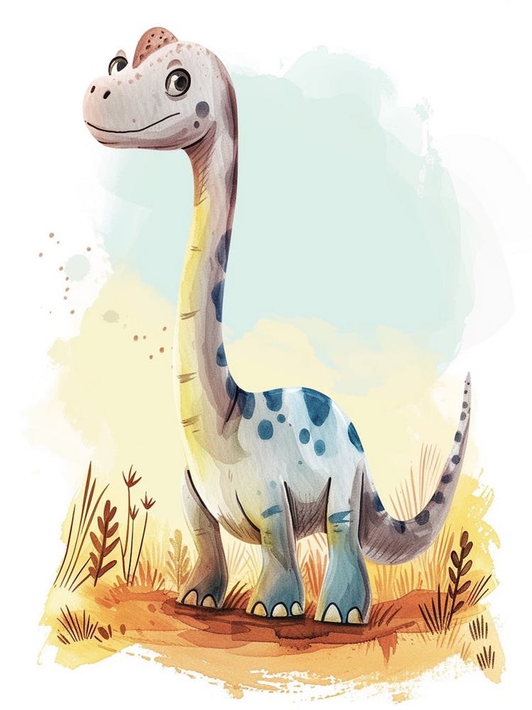 Cute  Allosaurus Dinosaur Watercolour  1