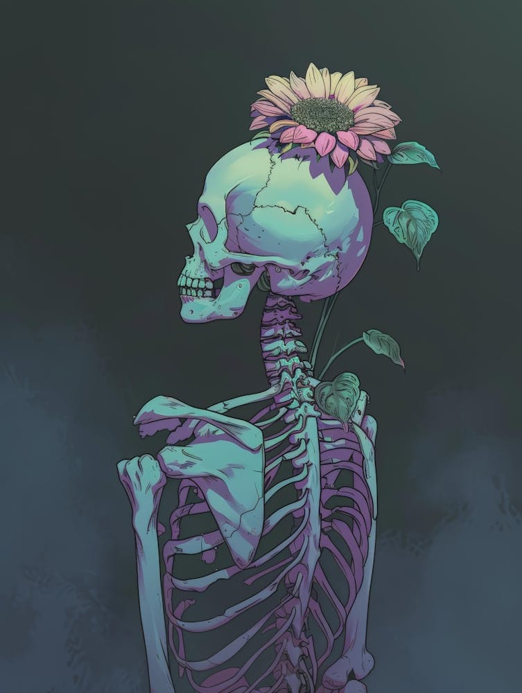Skeleton With Flowers
