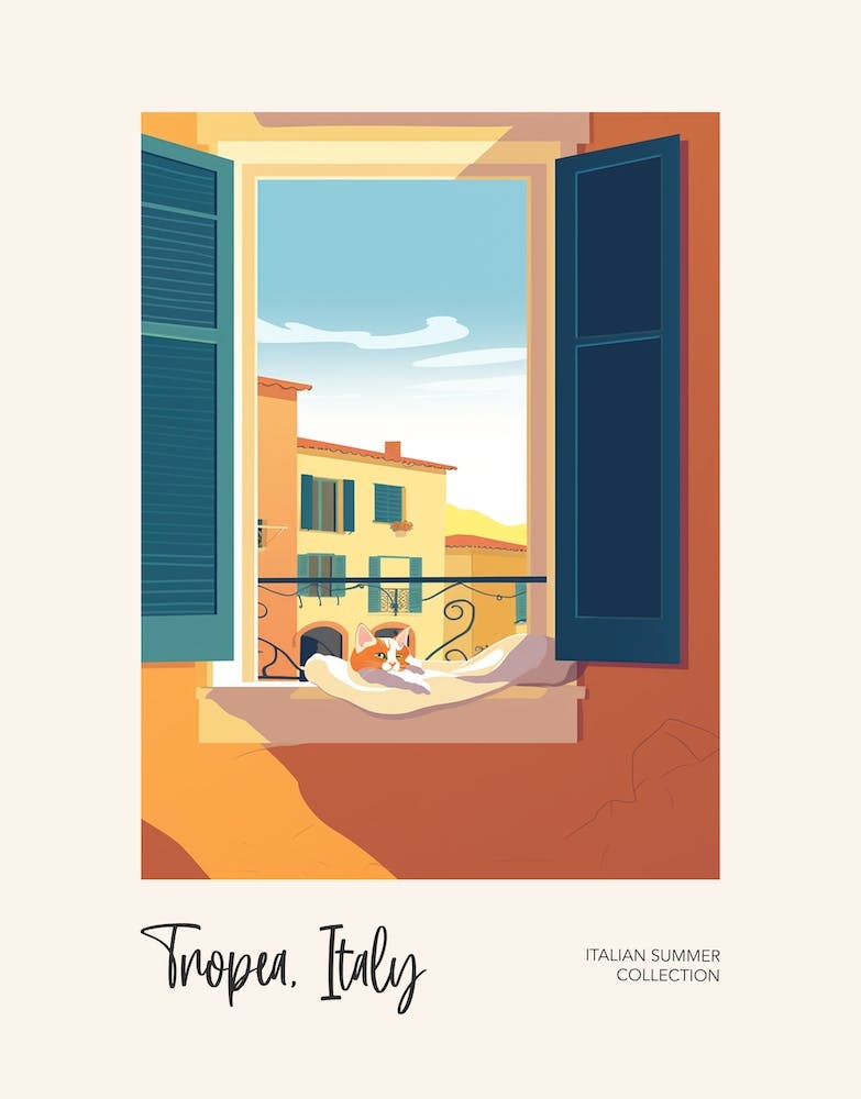 Tropea Cat On A Window 3 Italian Summer Collection