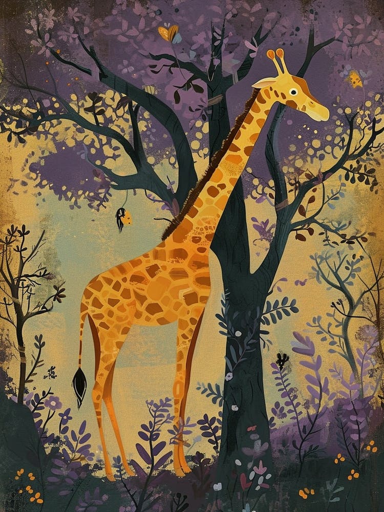 Giraffen bei den Bäumen Illustration 1