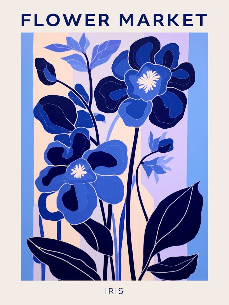 Blue Flower Market Poster Iris 4