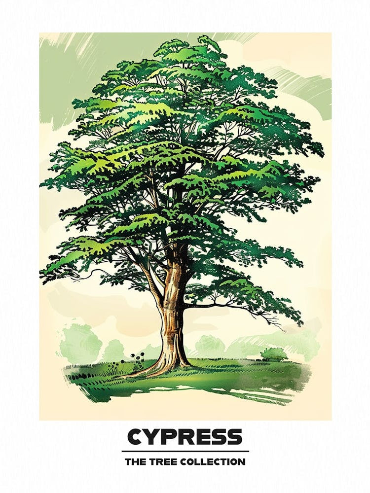 Cypress Tree Storybook Illustration 1 Poster