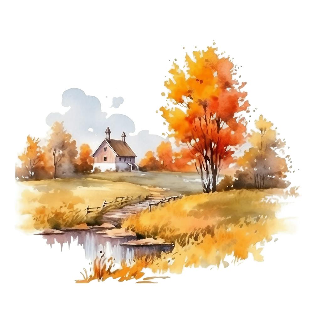 Watercolor Autumn Landscape 16