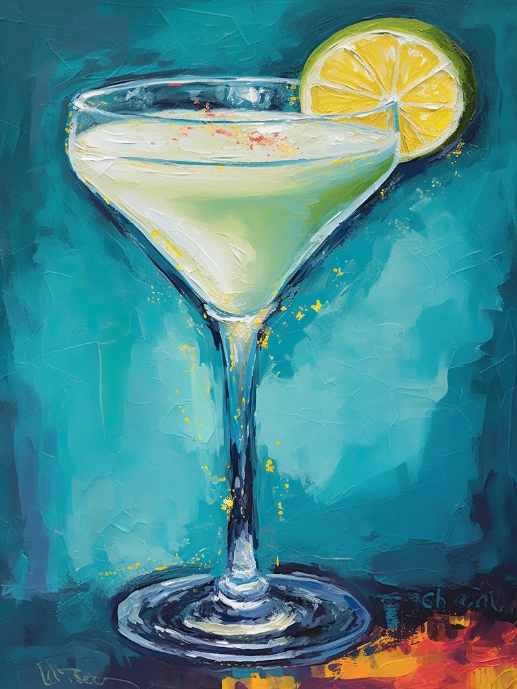 Pisco Sour Cocktail Oil Painting 3