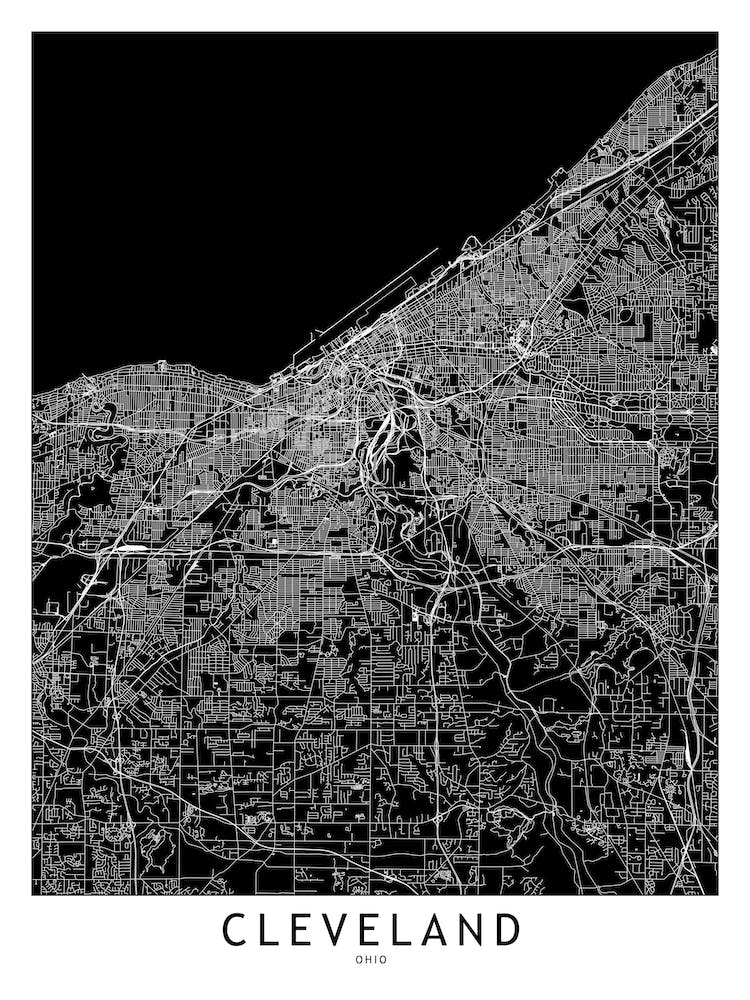 Cleveland Black And White Map
