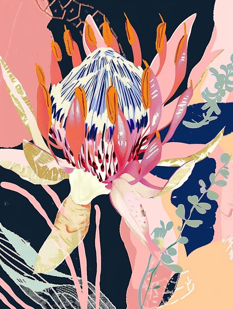 Colourful Flower Illustration Protea 4