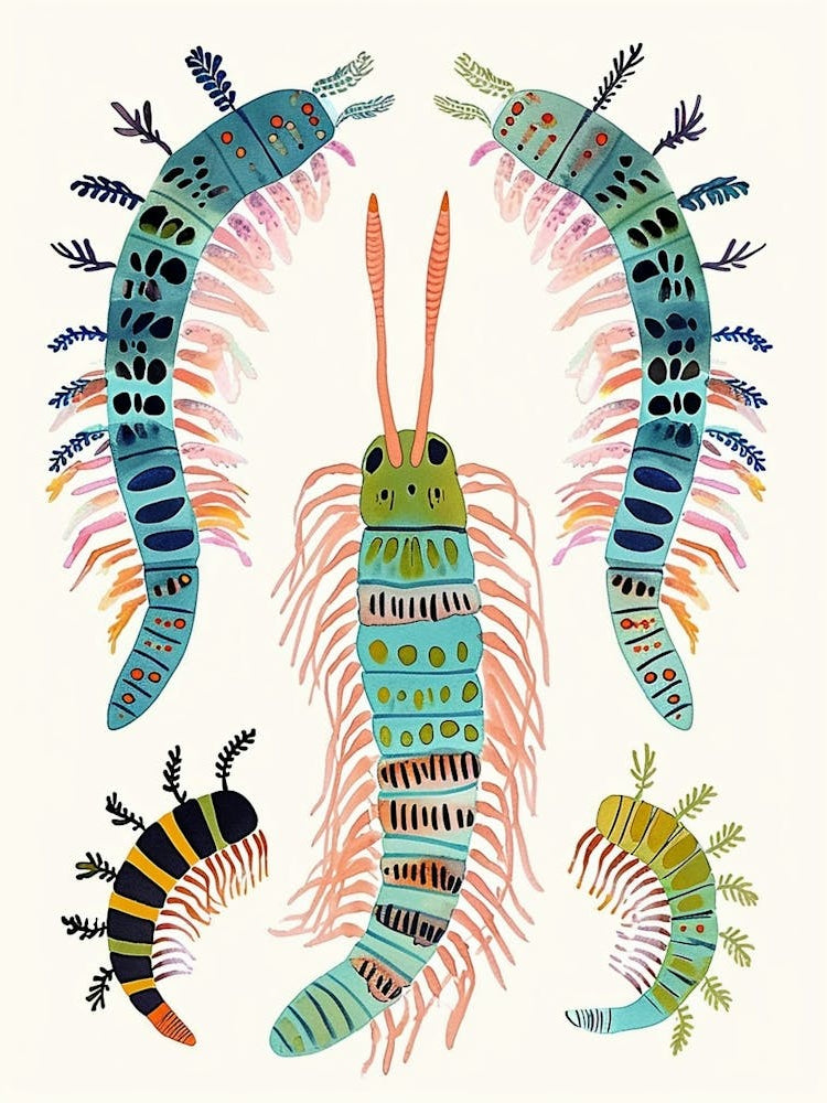 Colourful Insect Illustration Centipede 3