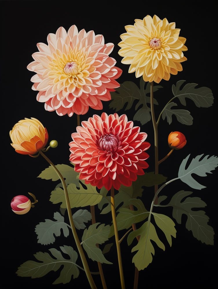 Dahlia 4 Hilma Af Klint Inspired Flower Illustration