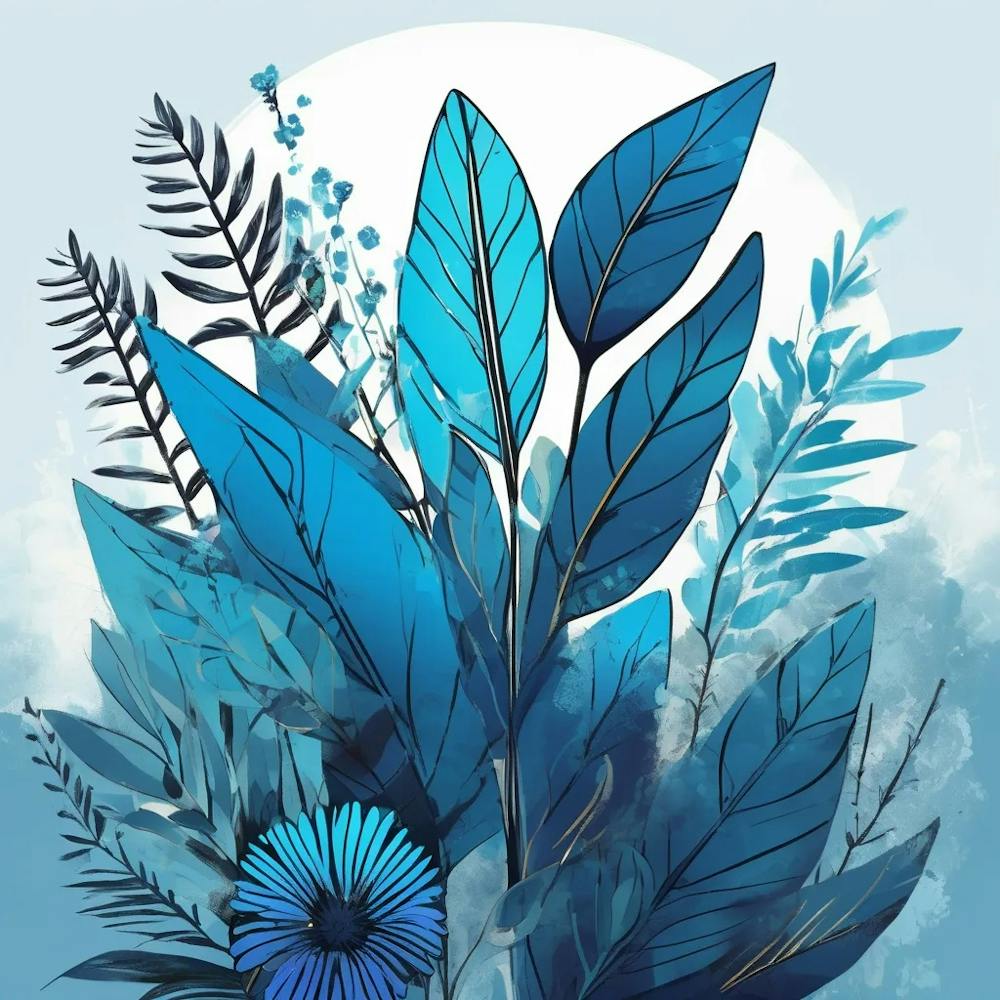wildflower blue garden plant print