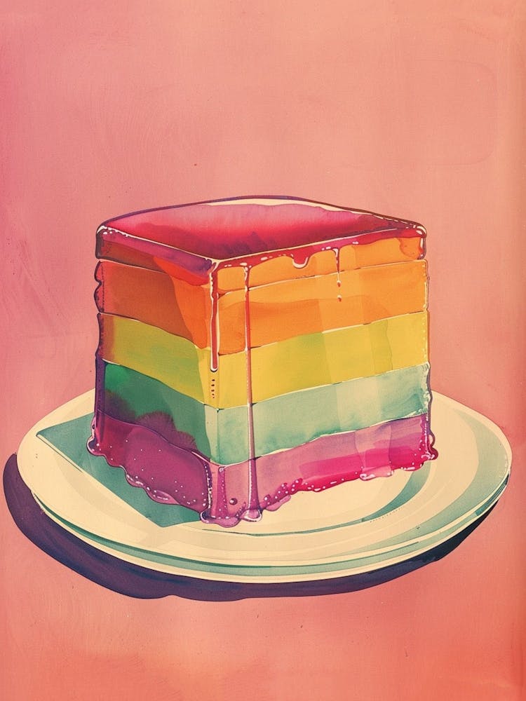 Rainbow Jelly Slice Retro Illustration