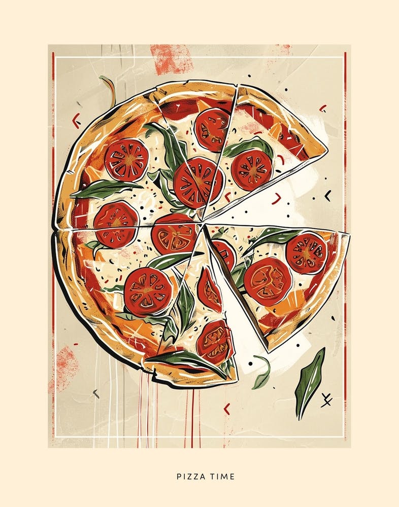 Pizza Time Art Deco Poster