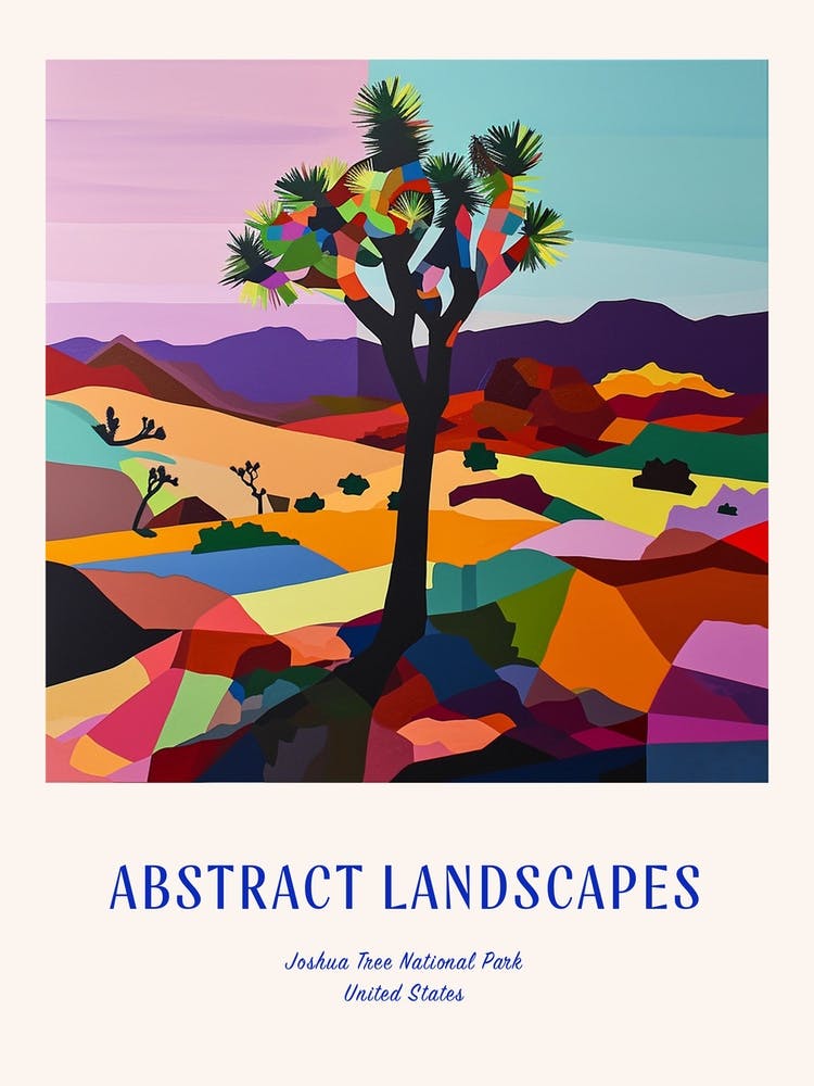 Colourful Abstract Joshua Tree National Park Usa 6 Poster Blue