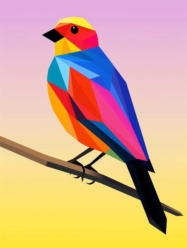 Colourful Geometric Bird Cowbird 2