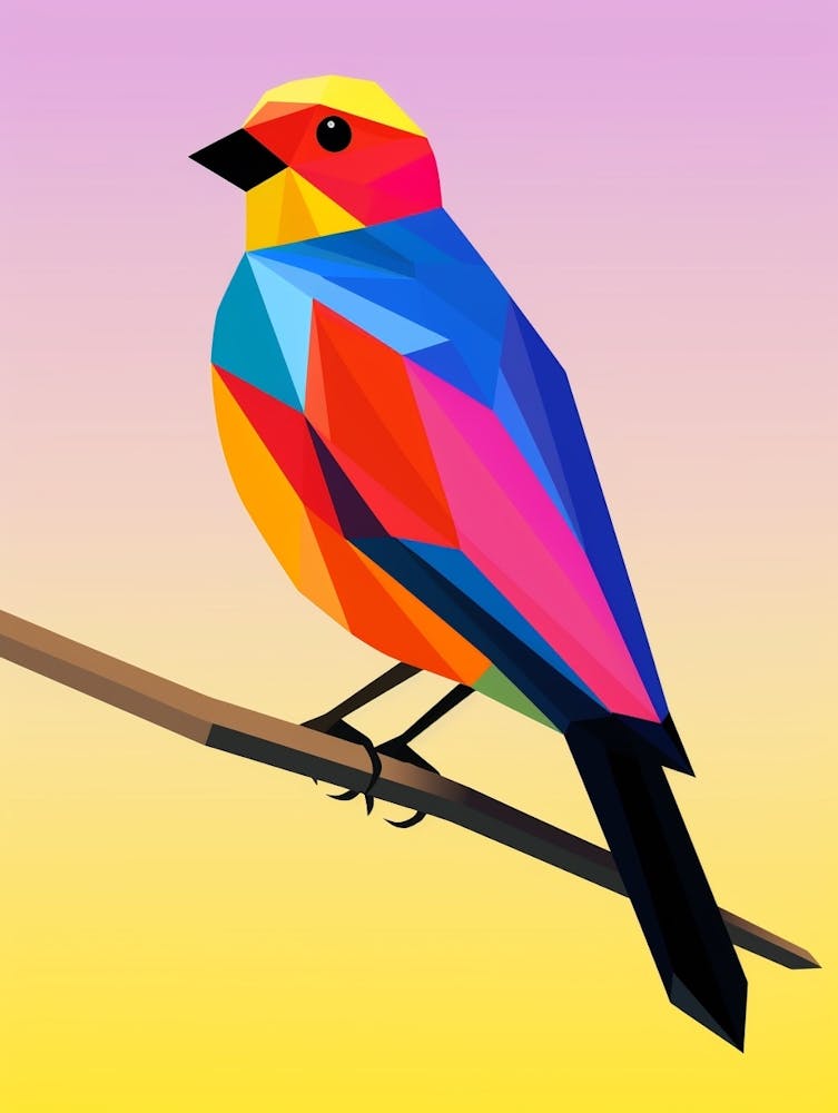 Colourful Geometric Bird Cowbird 2