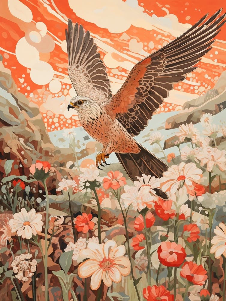 Falcon 5 Detailed Bird Painting