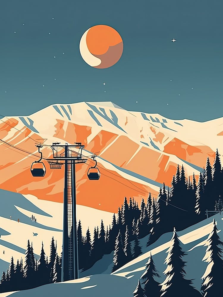 Snowbird Ski Resort   Utah, Usa, Ski Resort Illustration 2 Simple Style