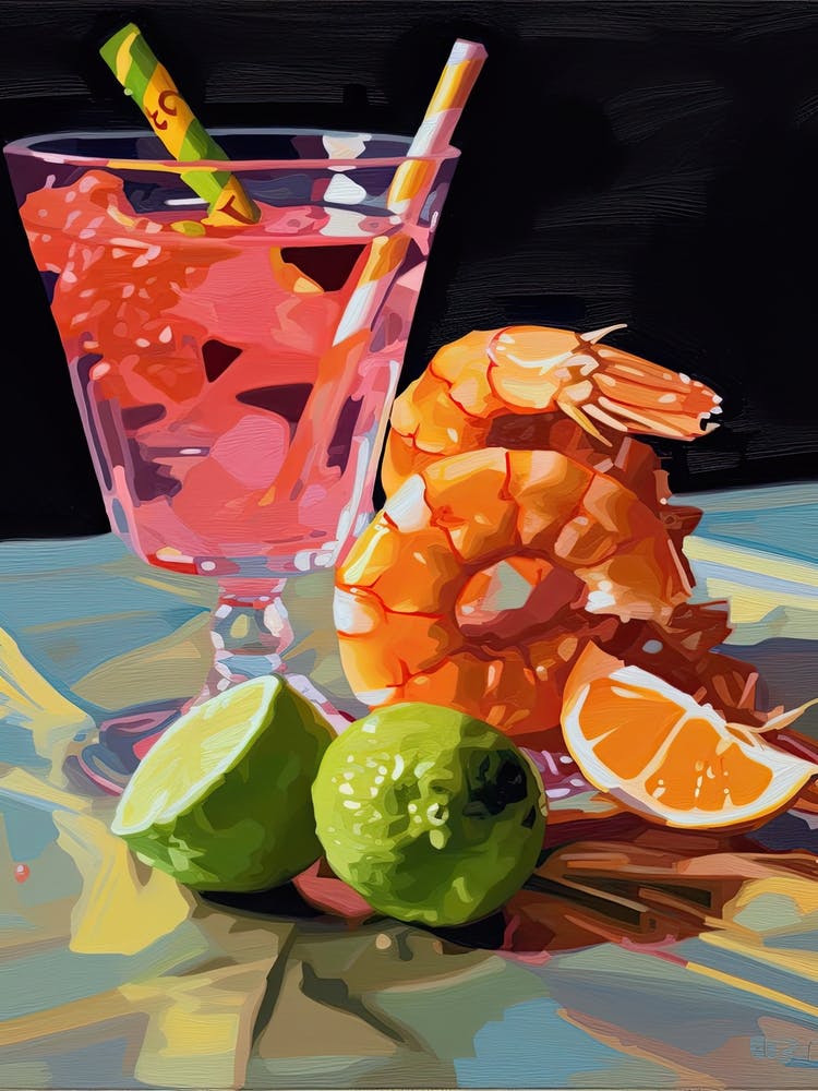 Shrimps Cocktail Oil Painting 4