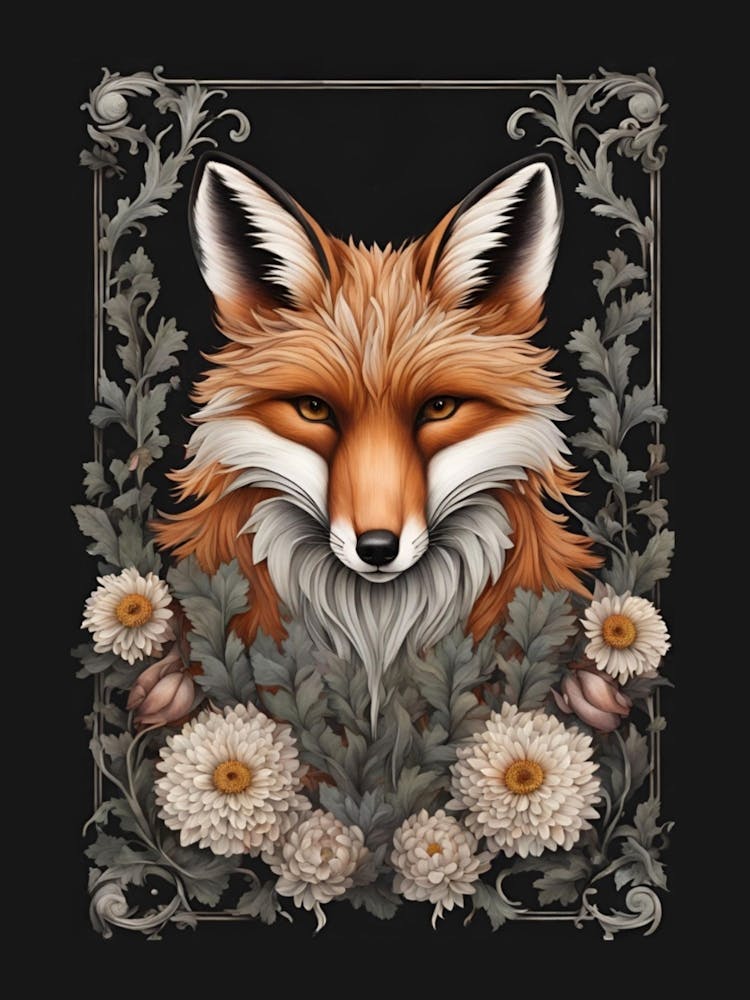 Fox with flowers