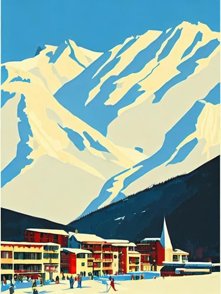 Tignes, France Affiche de ski vintage milieu du siècle