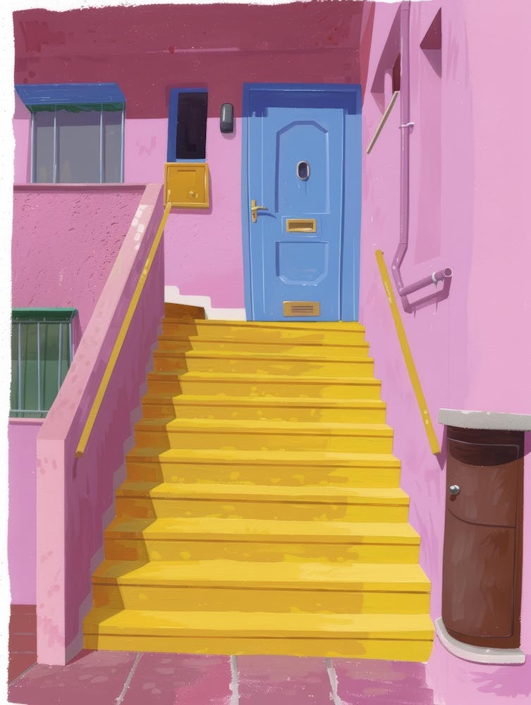Pink House With Stairs