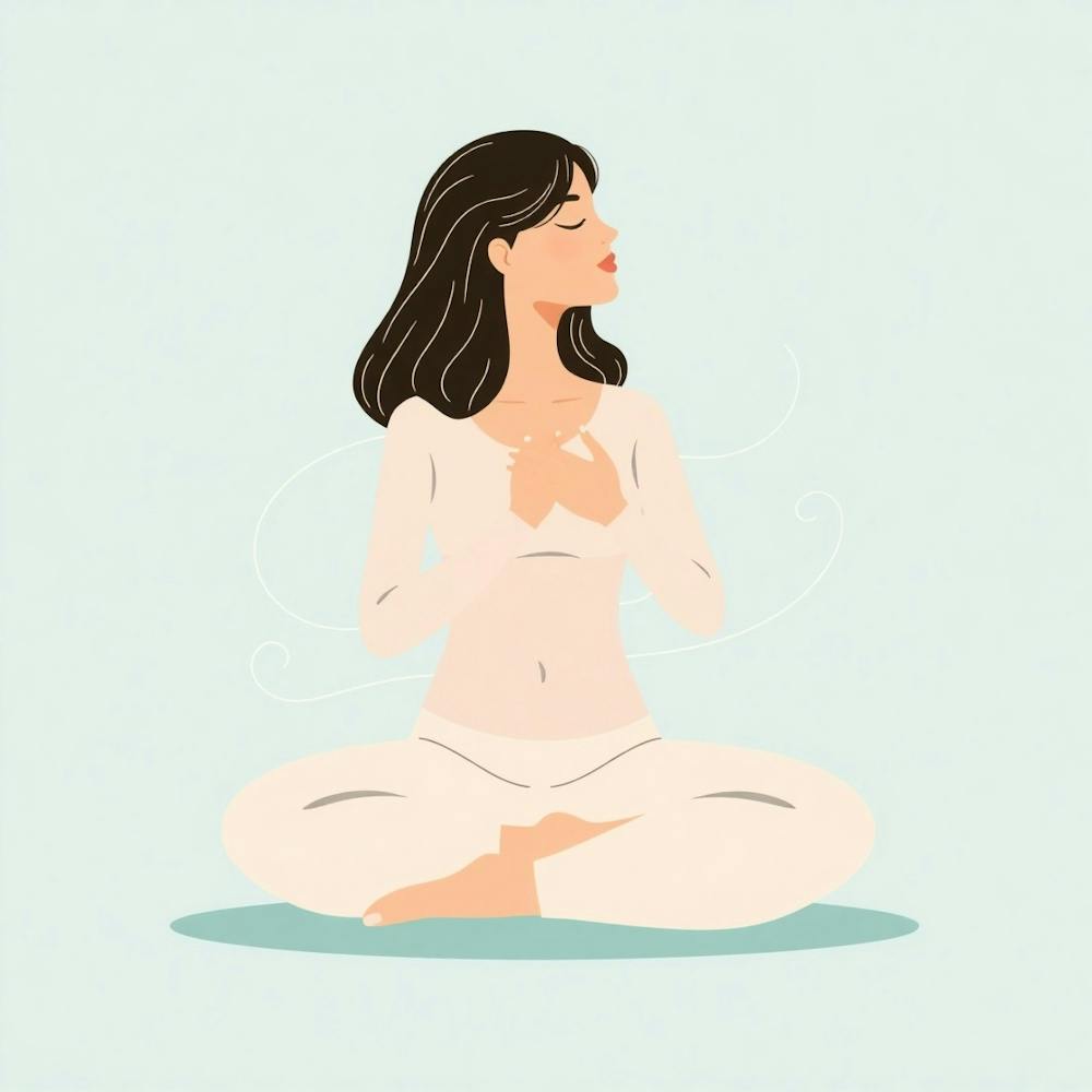 Woman Meditating-Breathing-Sitting