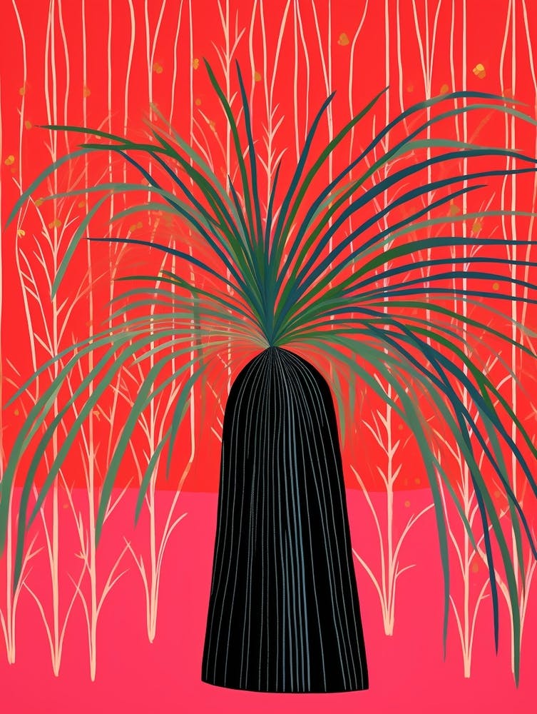 Pink And Red Plant Illustration Ponytail Palm 5