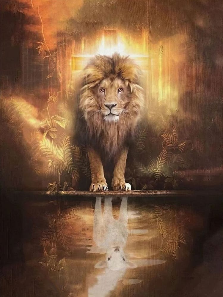 The Lion And The Lamb, Christian Art, Religious Painting, Jesus Lion Lamb Portrait, Prophecy Prints, Jesus And Lamb Picture, Home Wall Art
