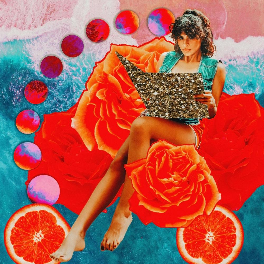 Orange Moon Bathing Babe Square