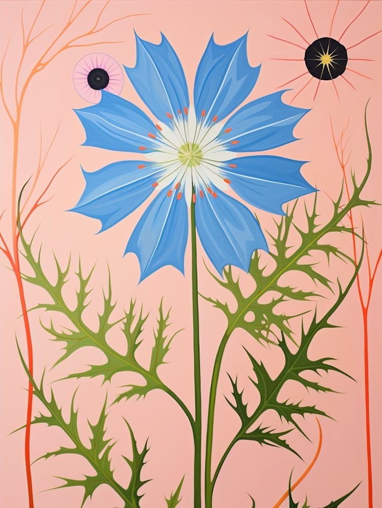 Love In A Mist Nigella 7 Hilma Af Klint Inspired Pastel Flower Painting