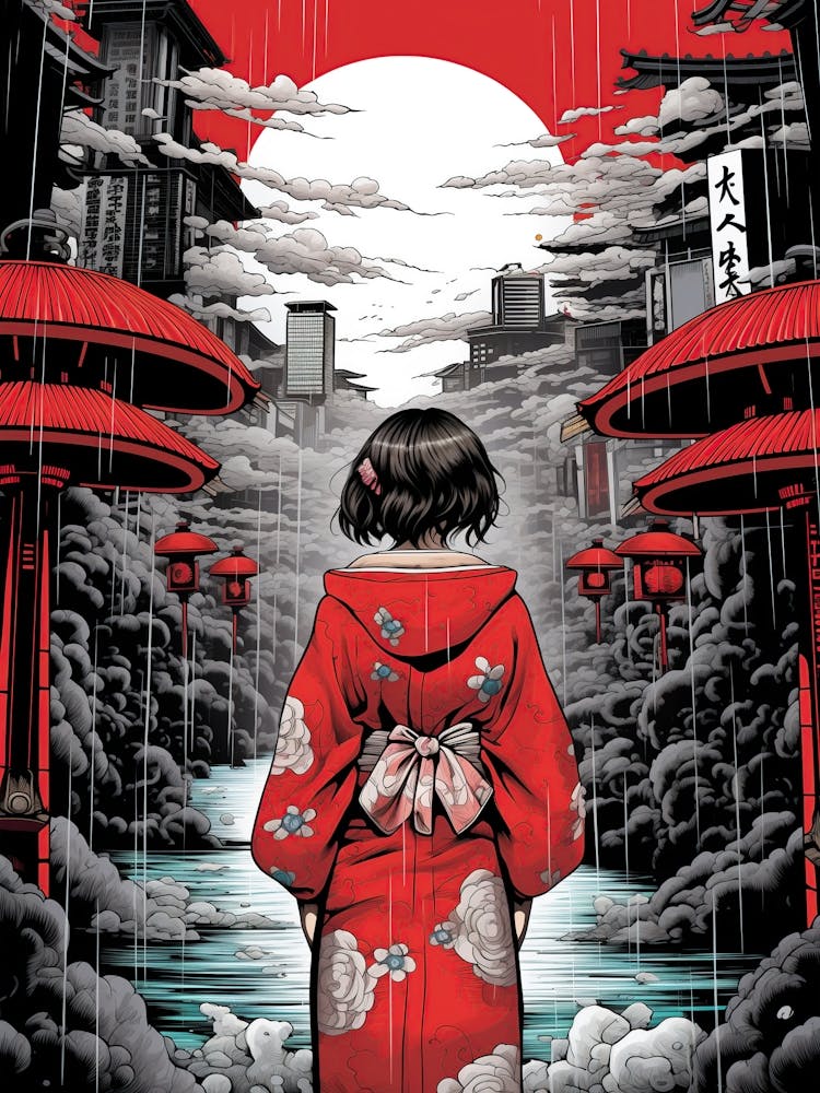 Asian Girl In Rain 1