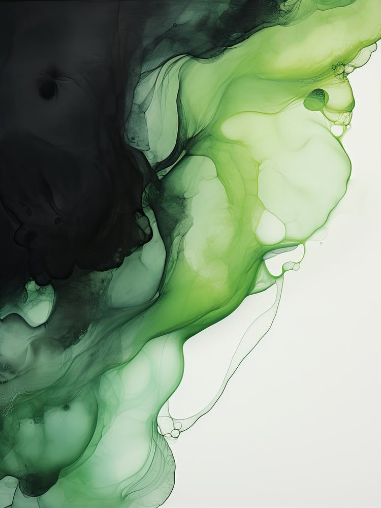 Green And Black Flow Asbtract Painting 1
